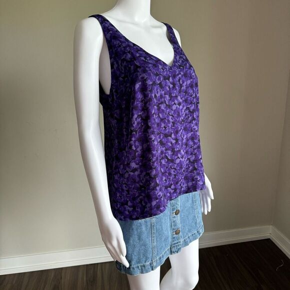A New Day Women’s Medium Purple Violet Floral C-Neck Tank Top NWT - Picture 5 of 10